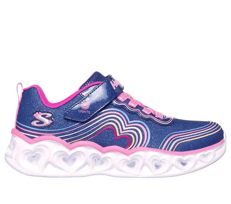 Skechers Girls Trainer Heart Lights Retro Lights Navy/Multi