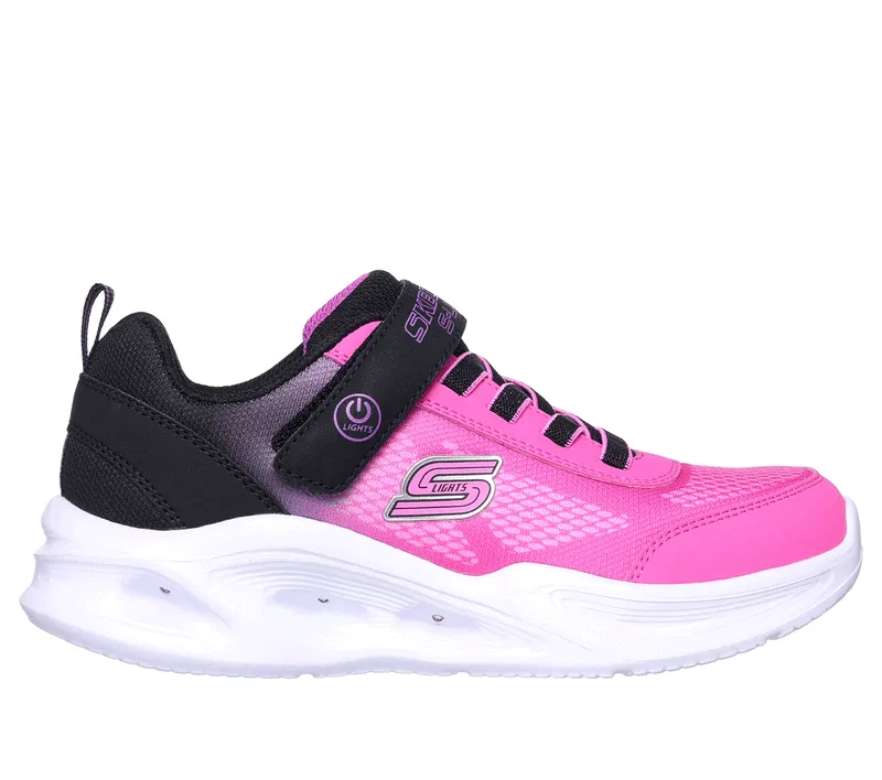 Skechers Girls Trainer S Lights Sola Glow Ombre Deluxe Black/Hot Pink