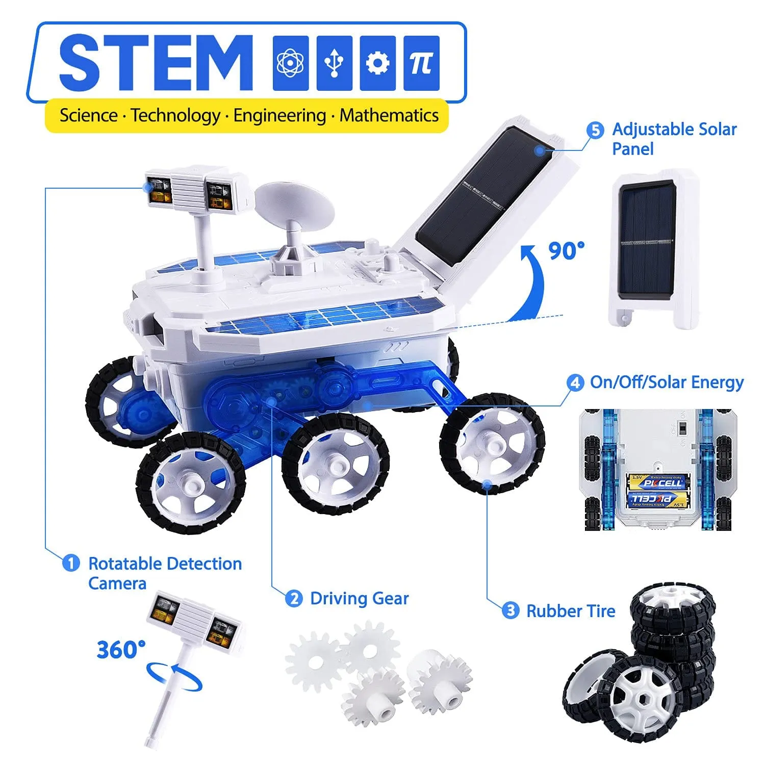 STEM DIY Solar Mars Exploration Car 4x4 - 6 Wheels