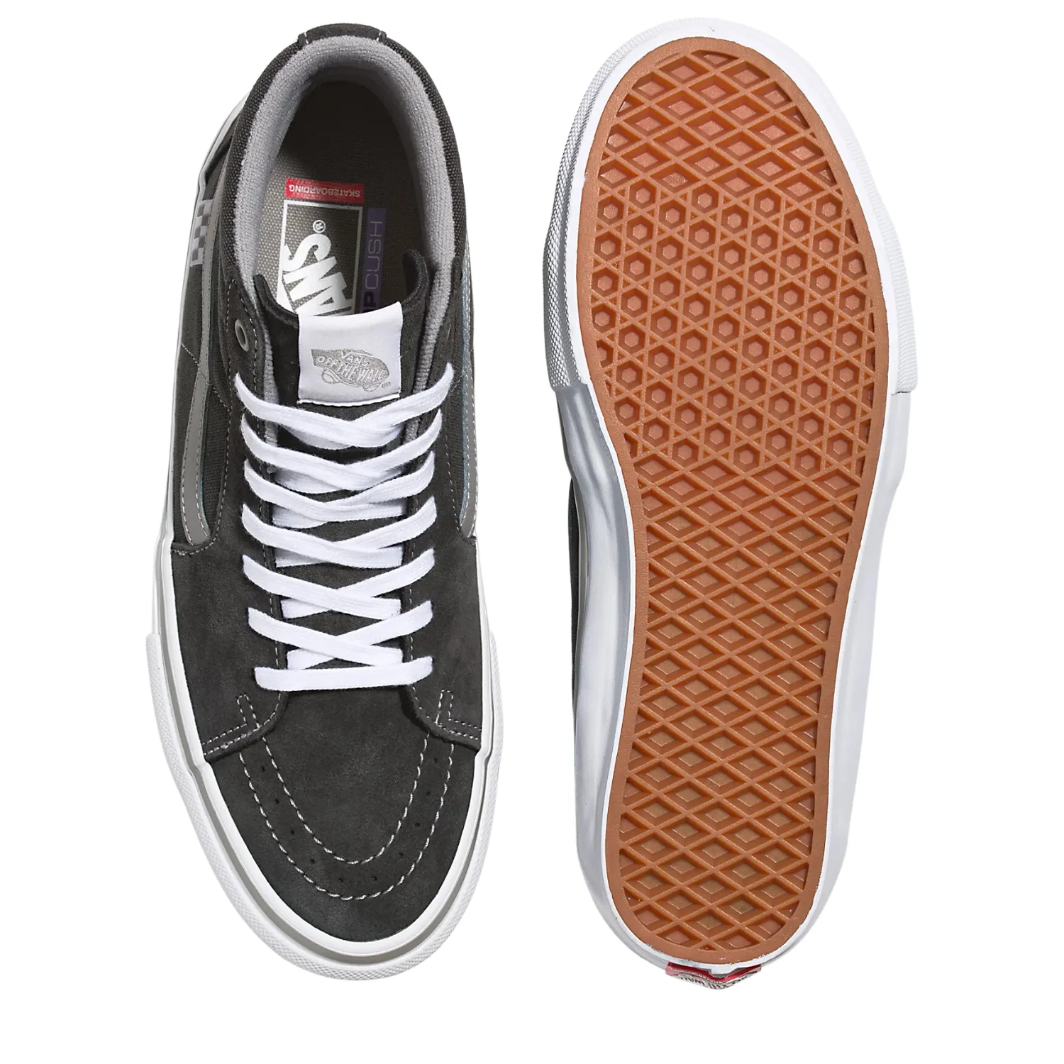 Vans Skate Sk8-Hi Dark Grey/White - Men's Shoes