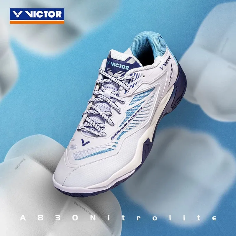 Victor 2024 A830 Nitro Lite Badminton Shoes AB White/Blue Unisex