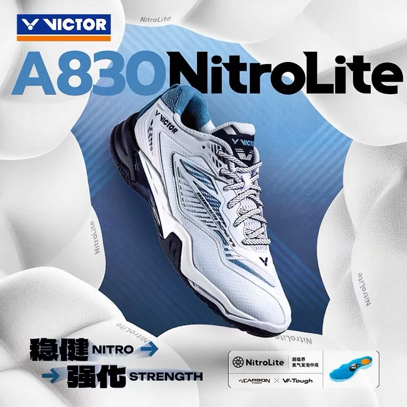 Victor 2024 A830 Nitro Lite Badminton Shoes AB White/Blue Unisex