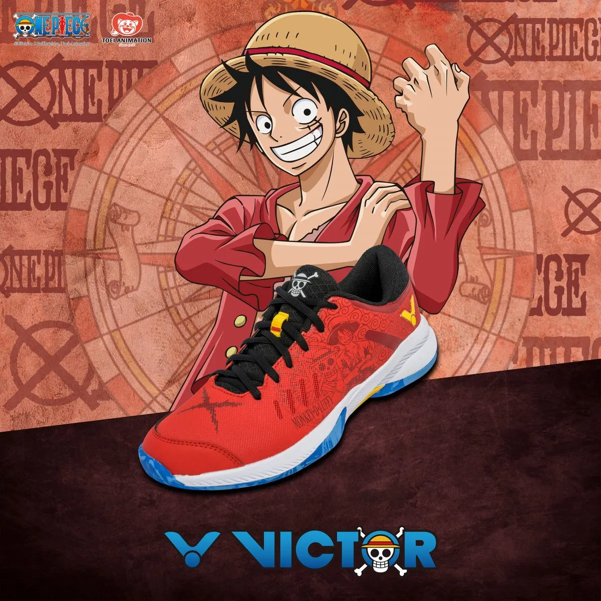 Victor x One Piece Luffy Badminton Shoes (Red)