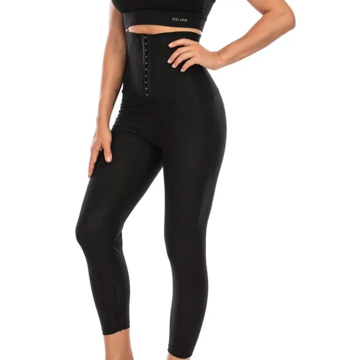 Waist Training High-Rise Leggings - Butt Lifting High-waisted Compression Leggings and Waist Trainer 2 in 1