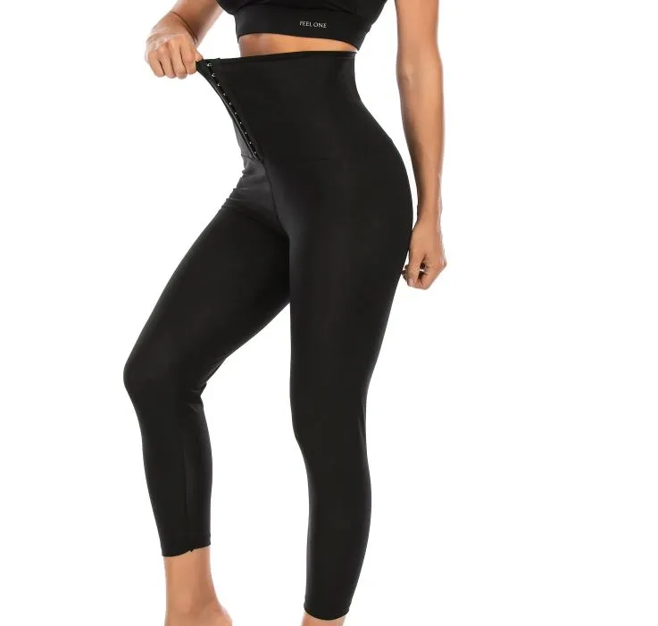 Waist Training High-Rise Leggings - Butt Lifting High-waisted Compression Leggings and Waist Trainer 2 in 1