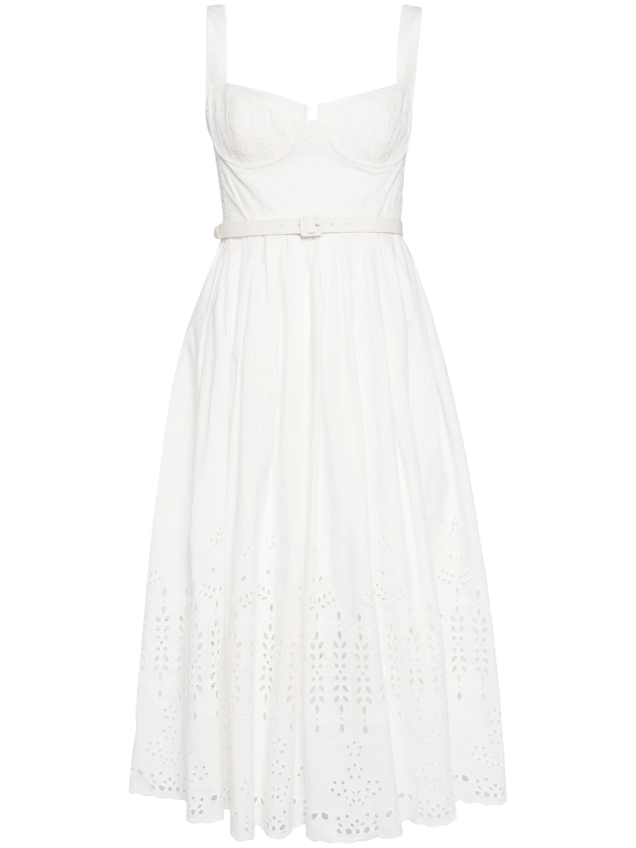 White Cotton Broderie Midi Dress