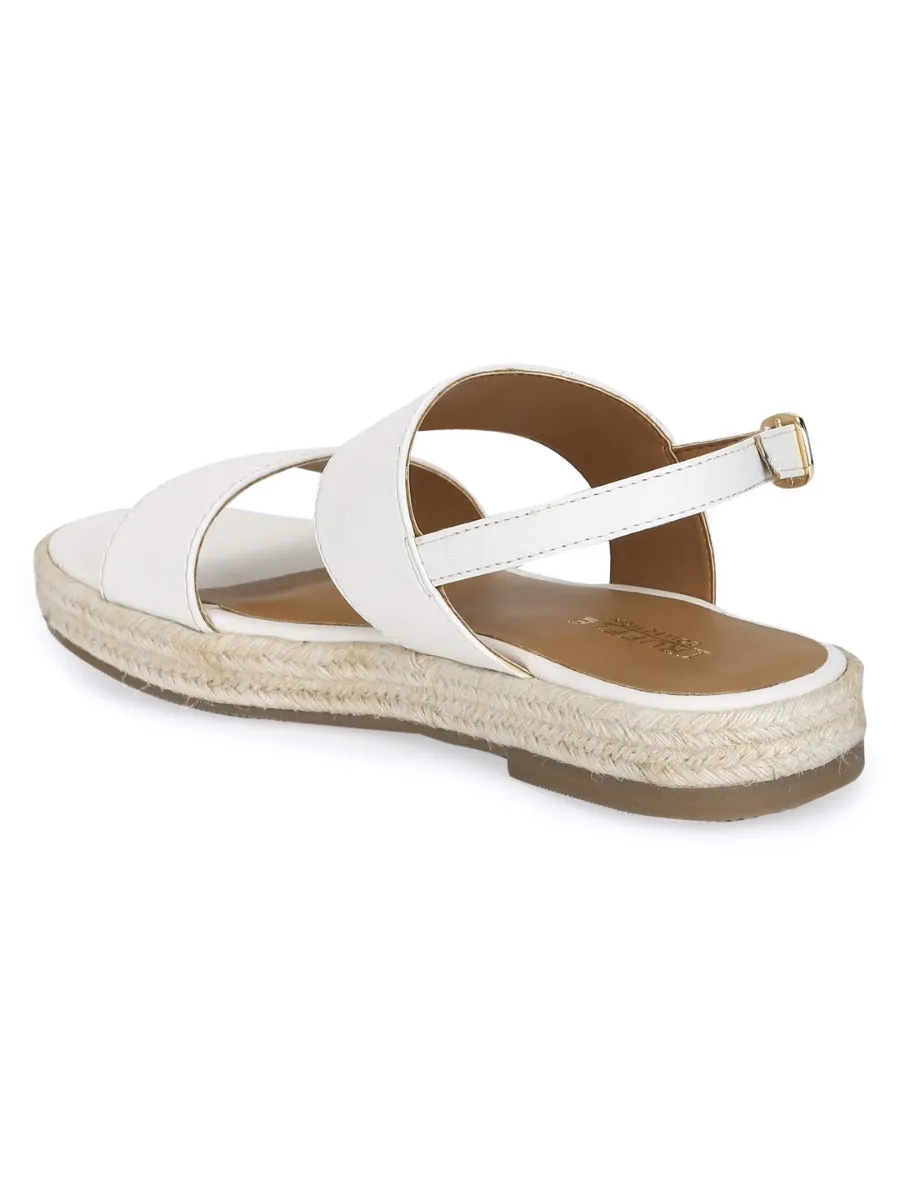 White PU Jute Espadrilles