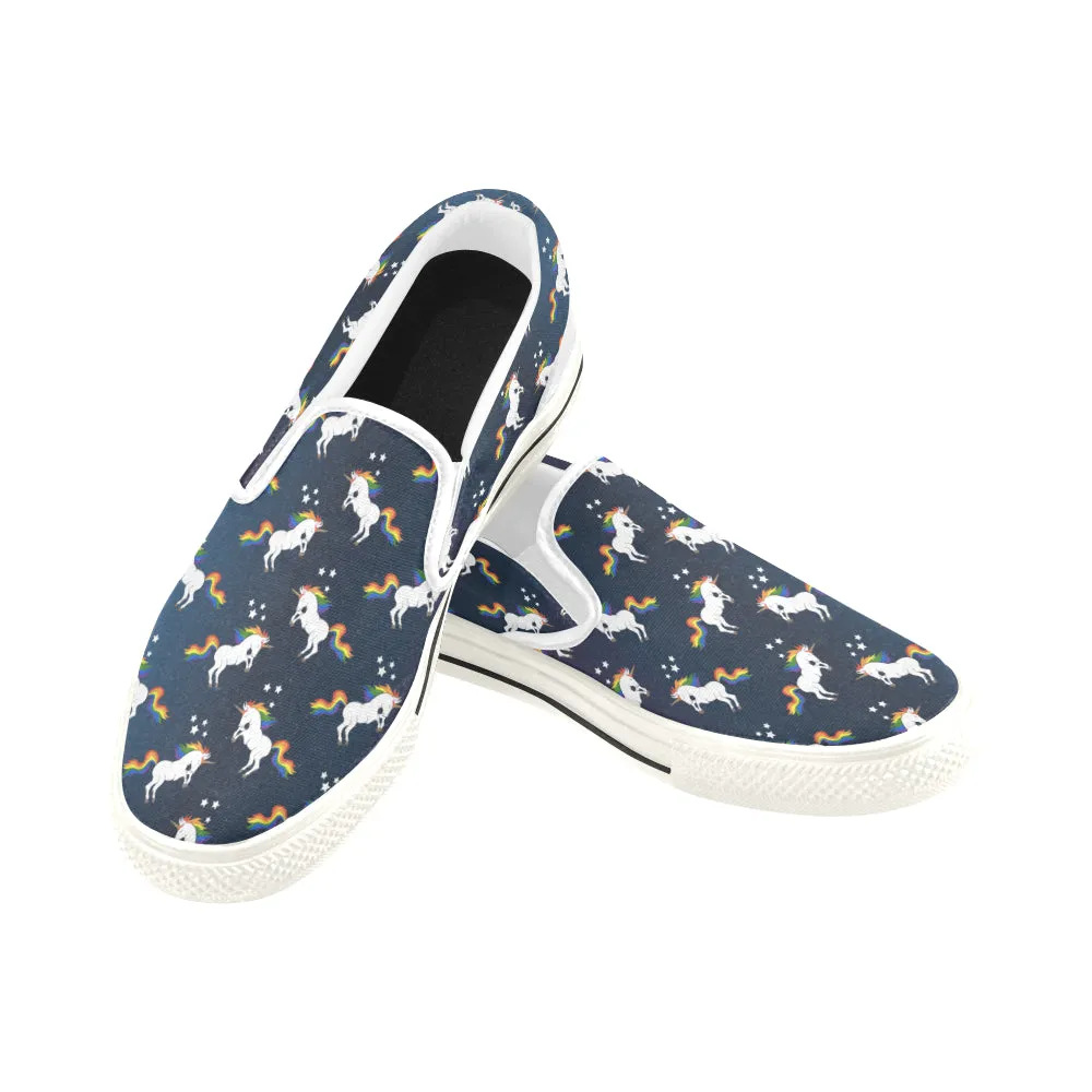 Women's Big Size Unicorn Casual Print Canvas Slip-on Shoes