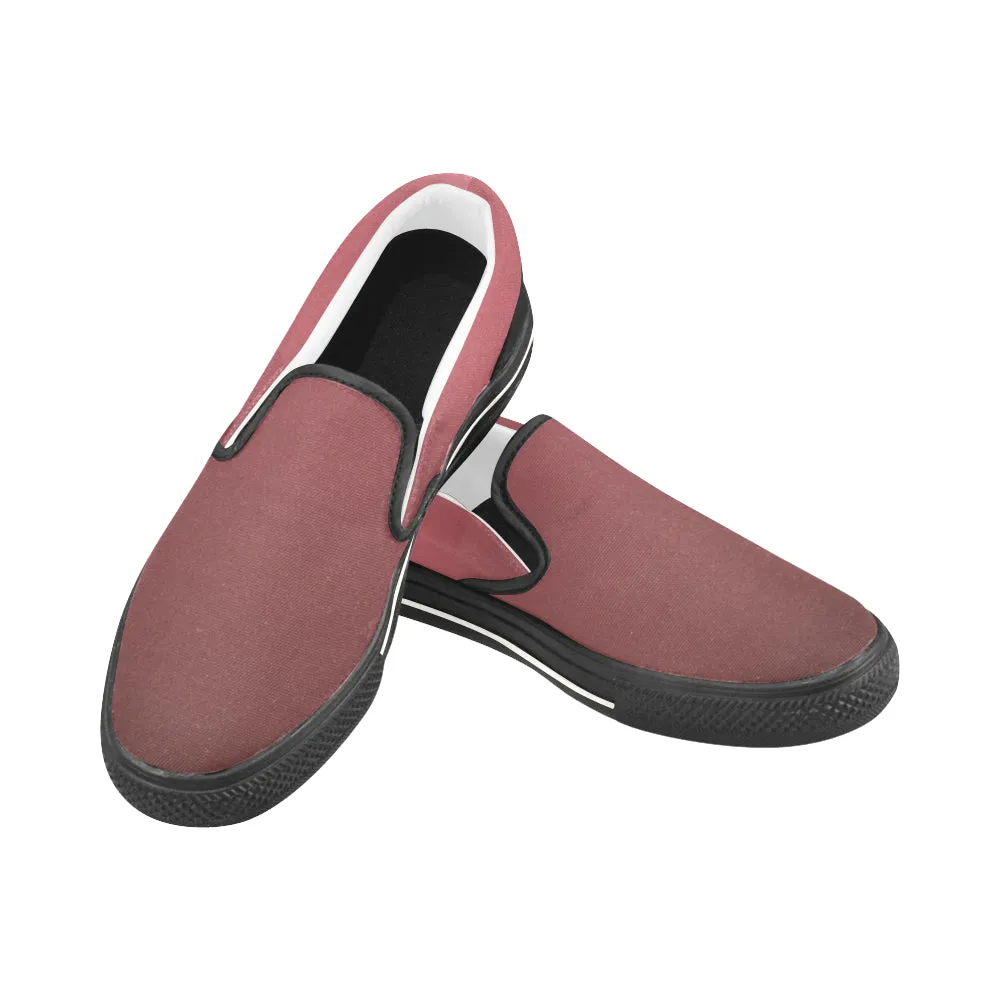 Women's Big Size Wine Color Solids Print Slip-on Canvas Shoes