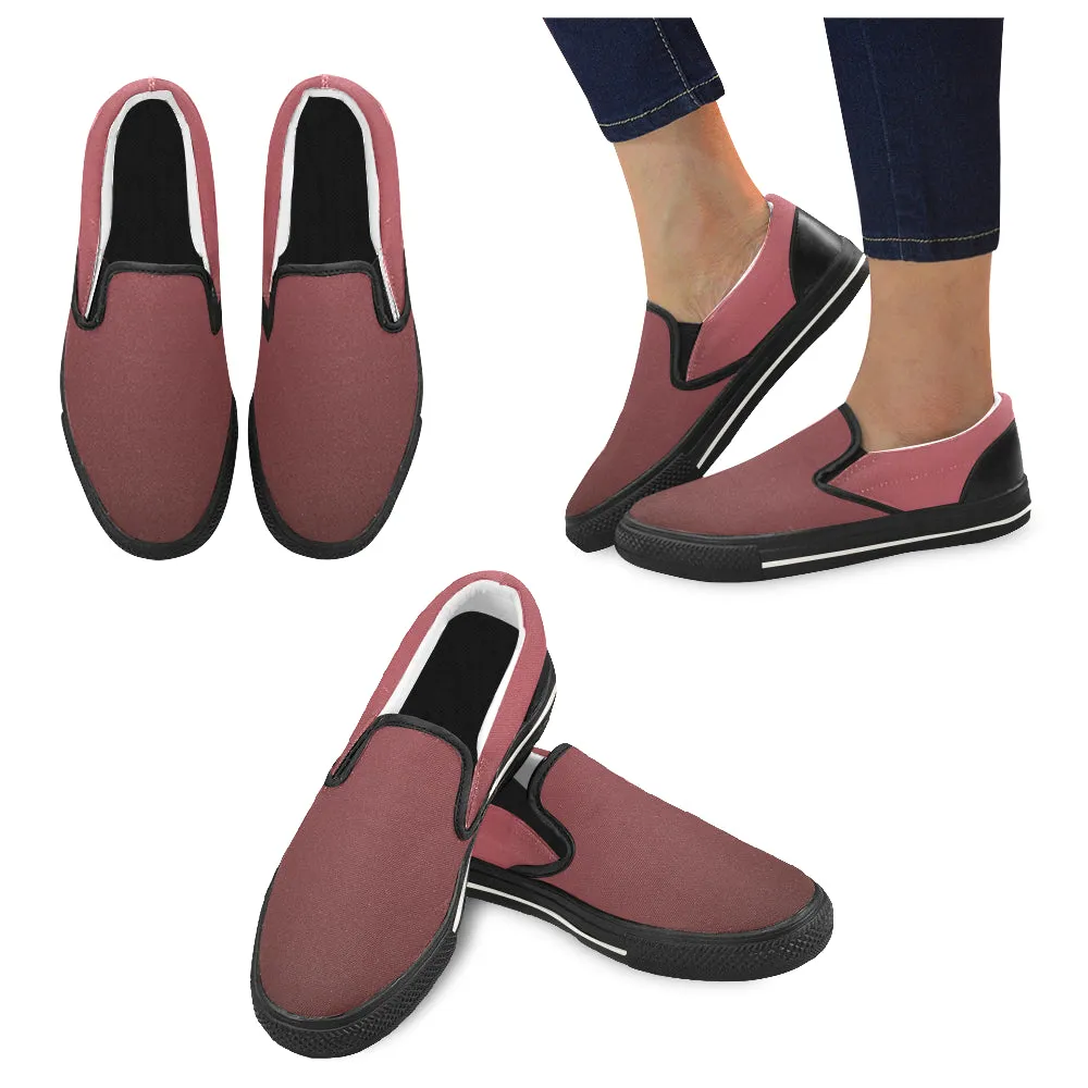 Women's Big Size Wine Color Solids Print Slip-on Canvas Shoes