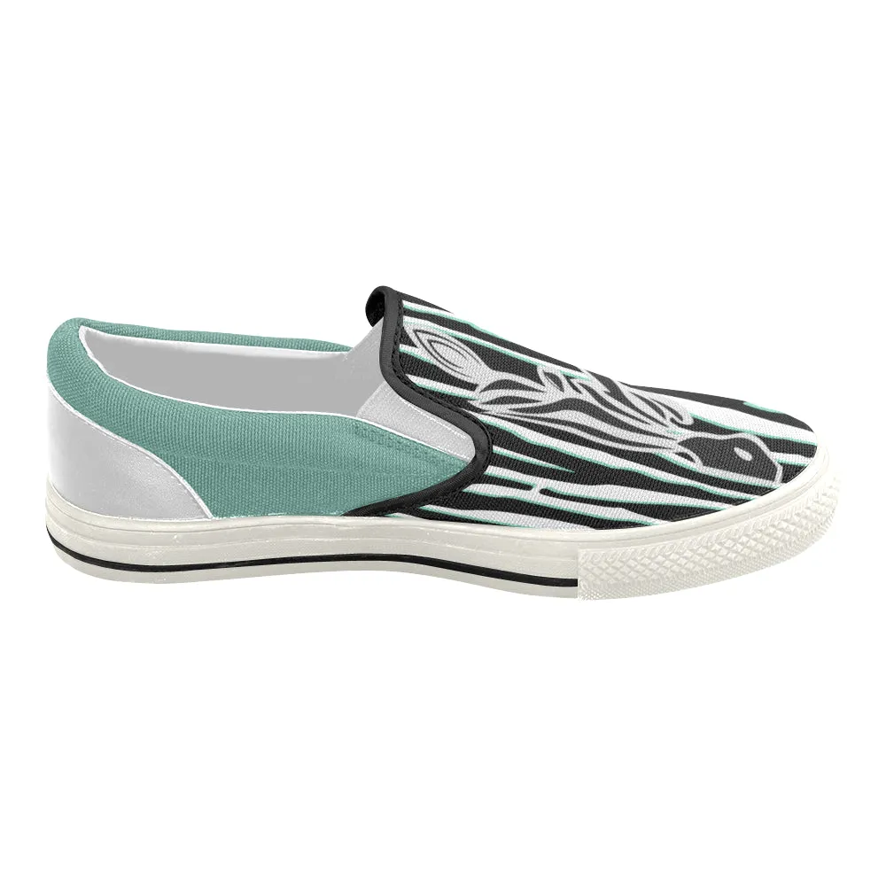 Women's Green Zebra Print Slip-on Canvas Shoes