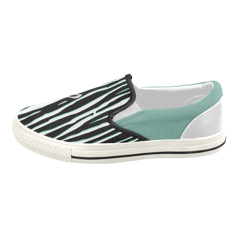 Women's Green Zebra Print Slip-on Canvas Shoes