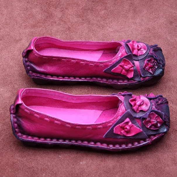 Womens Handmade Ethnic Flowers Comfortable Retro Shoes Loafer