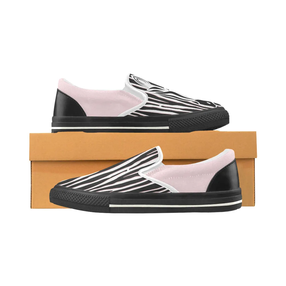 Women's Pink Zebra Print Slip-on Canvas Shoes