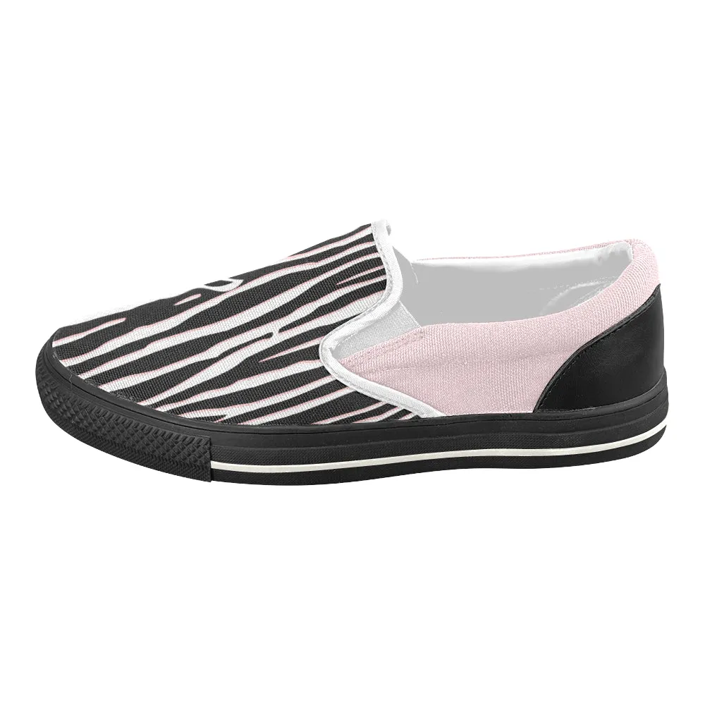 Women's Pink Zebra Print Slip-on Canvas Shoes