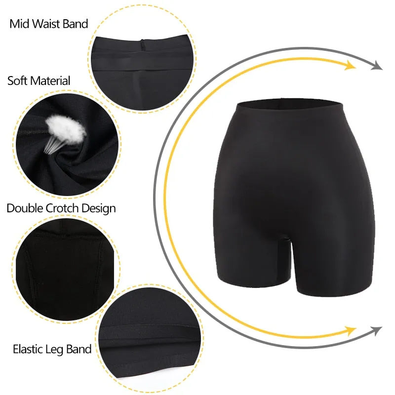 Women's Safety Slip Shorts Under Skirt Seamless Anti Chafing Boxer High Waist Boyshorts Anti-emptied Panties Yoga Short Pants