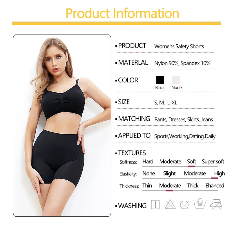 Women's Safety Slip Shorts Under Skirt Seamless Anti Chafing Boxer High Waist Boyshorts Anti-emptied Panties Yoga Short Pants