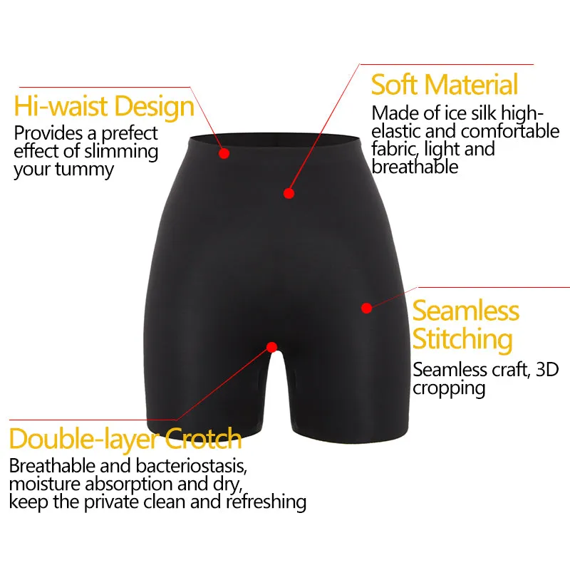 Women's Safety Slip Shorts Under Skirt Seamless Anti Chafing Boxer High Waist Boyshorts Anti-emptied Panties Yoga Short Pants