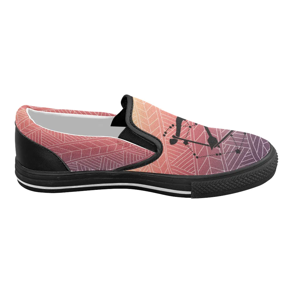 Women's Sagittarius Archer Zodiac Print Canvas Slip-on Shoes