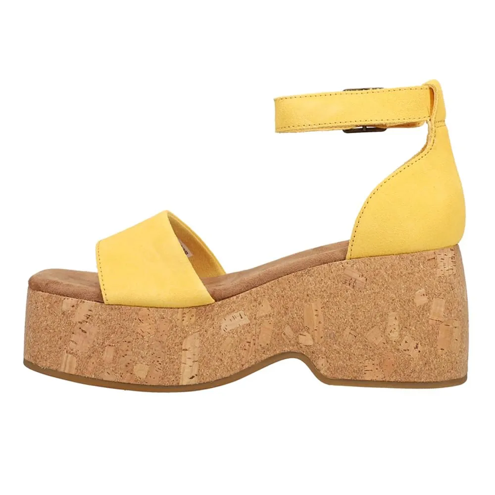 Women's Shoes TOMS LAILA Ankle Strap Platform Sandals 10020761 YELLOW SUEDE