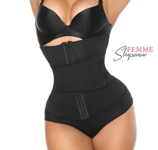 Zip and Fasten Neoprene Waist Trainer - One Velcro Belt